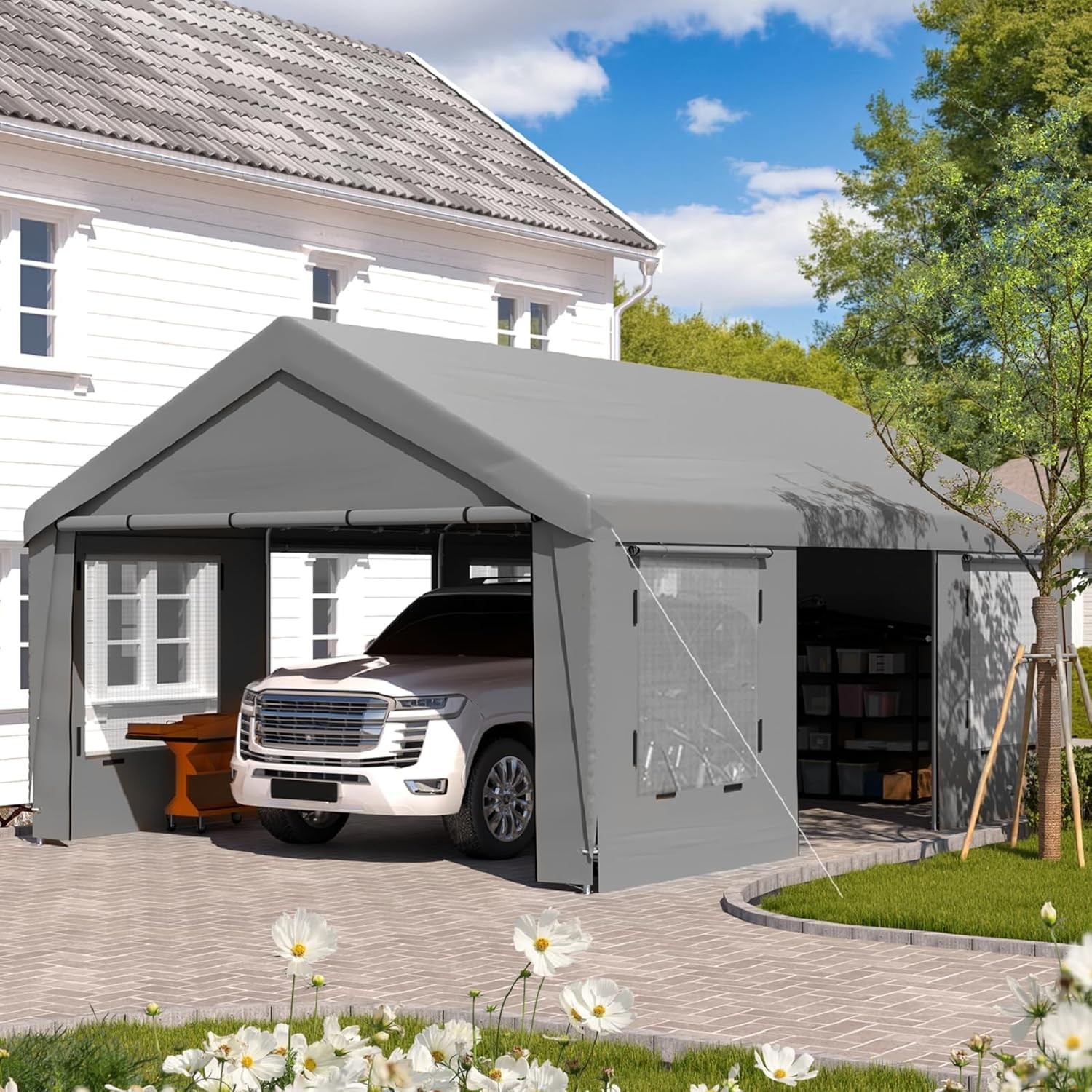 Outdoor Grey Carport 10\