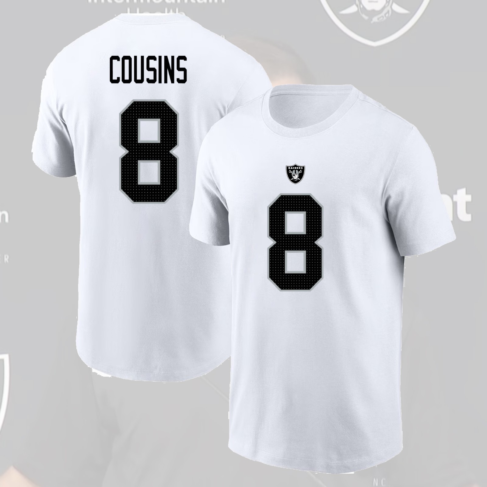 HOT  Kirk Cousins #8 Las Vegas Team Raiders 2026 Player Name & Number Fan Look