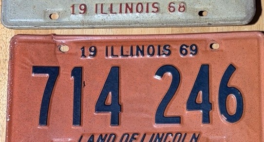 1969 Illinois License Plate Pair 714 246 Vintage IL Matching Set