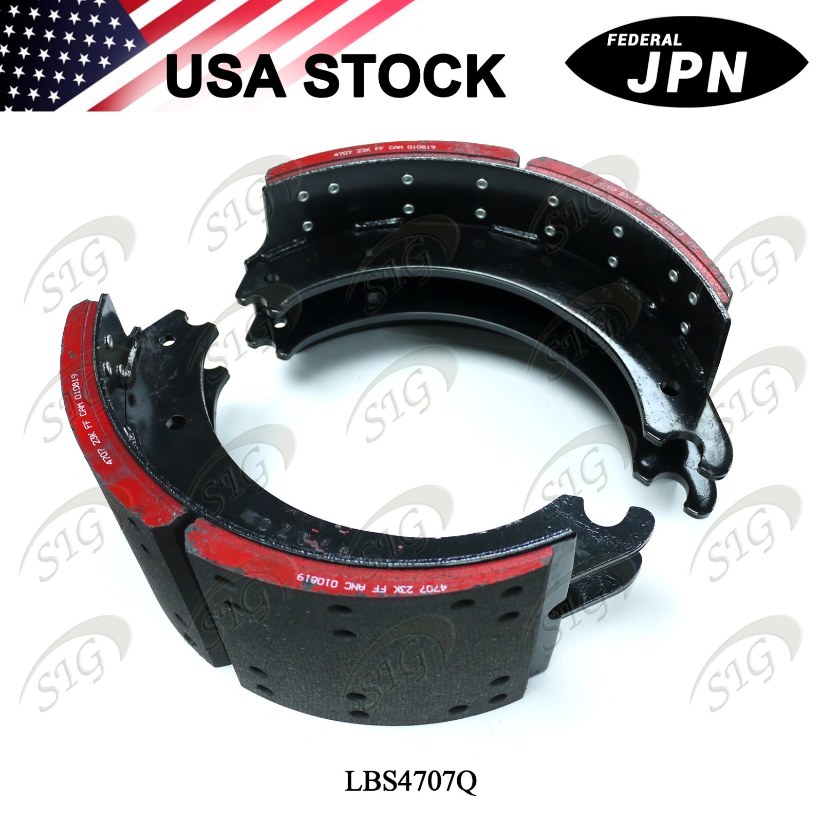 New Lined Brake Shoe with 23k FF grade Brake Lining -LBS4707Q (Ref# 4707Q) 2PCS