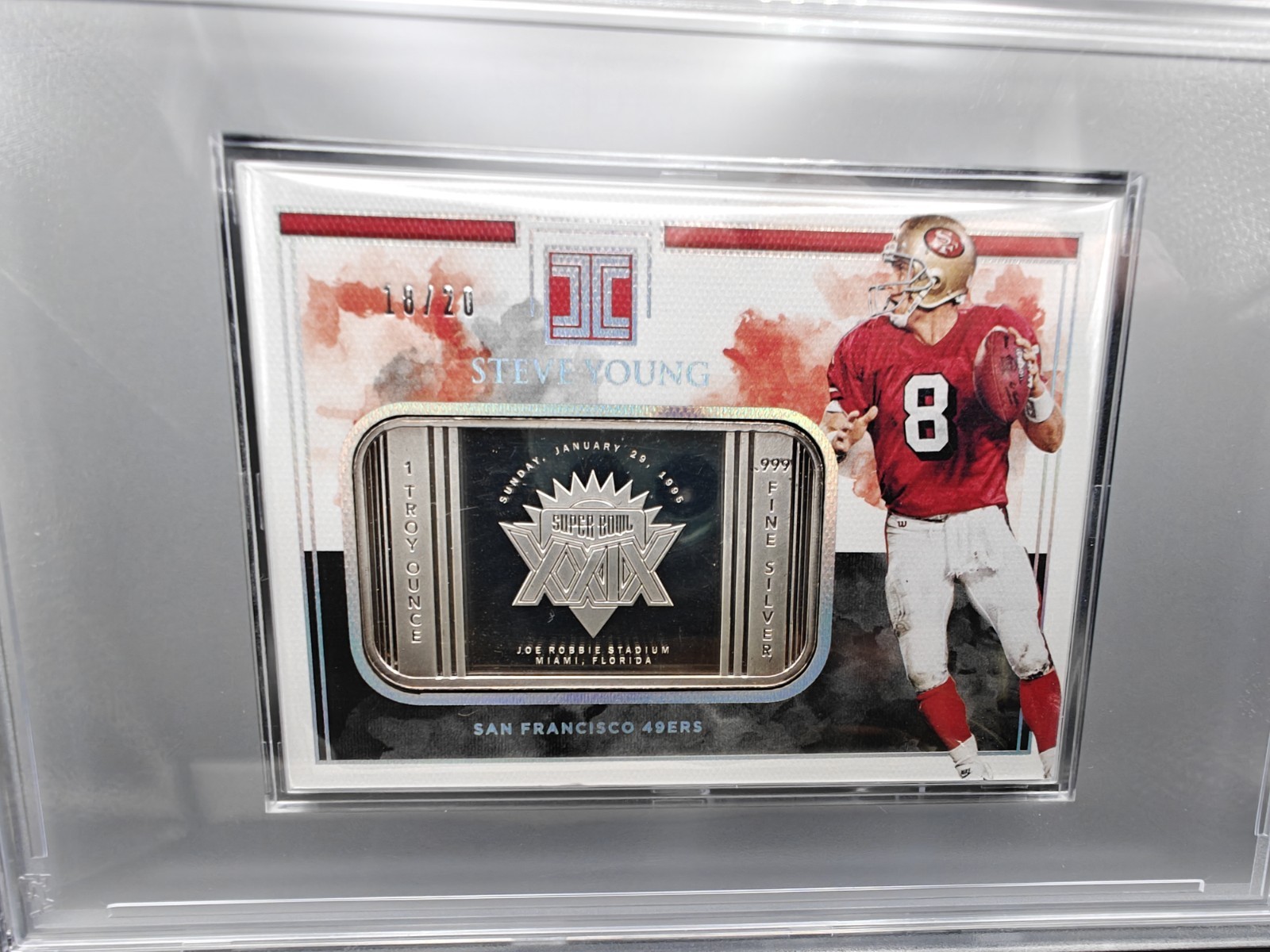 Rare 2019 Impeccable Steve Young HOF Fine .999 Silver Bar Super Bowls /20 PSA 8 Rare 2019 Impeccable Steve Young HOF Fine .999 Silver Bar Super Bowls /20 PSA 8