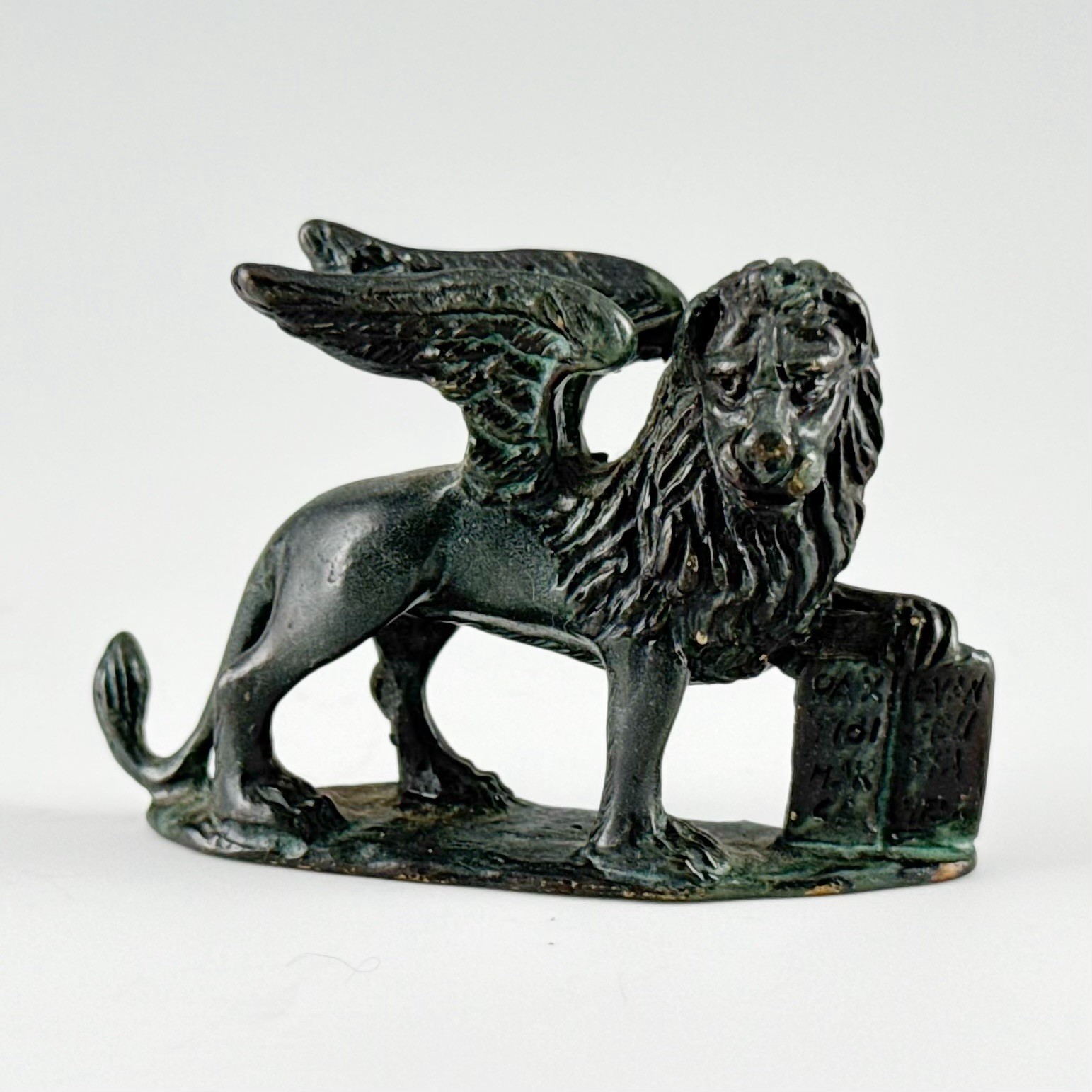 Vtg Miniature Metal Winged Lion of St. Mark Figurine, Religious Christian Decor