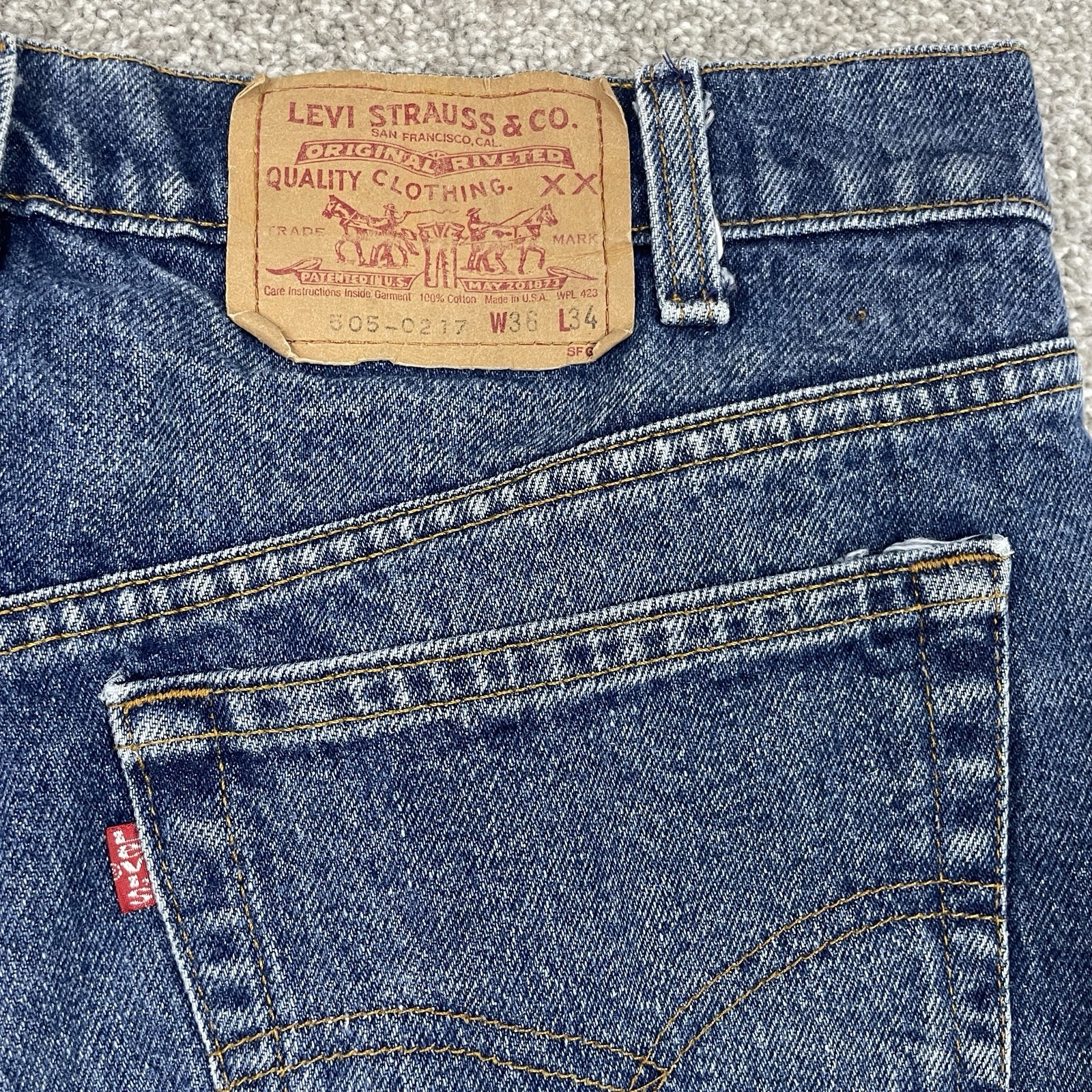 Vintage Levis 505 0217 Jeans Men 36x34 (Fit 34x34) Straight Denim USA 80s 1987