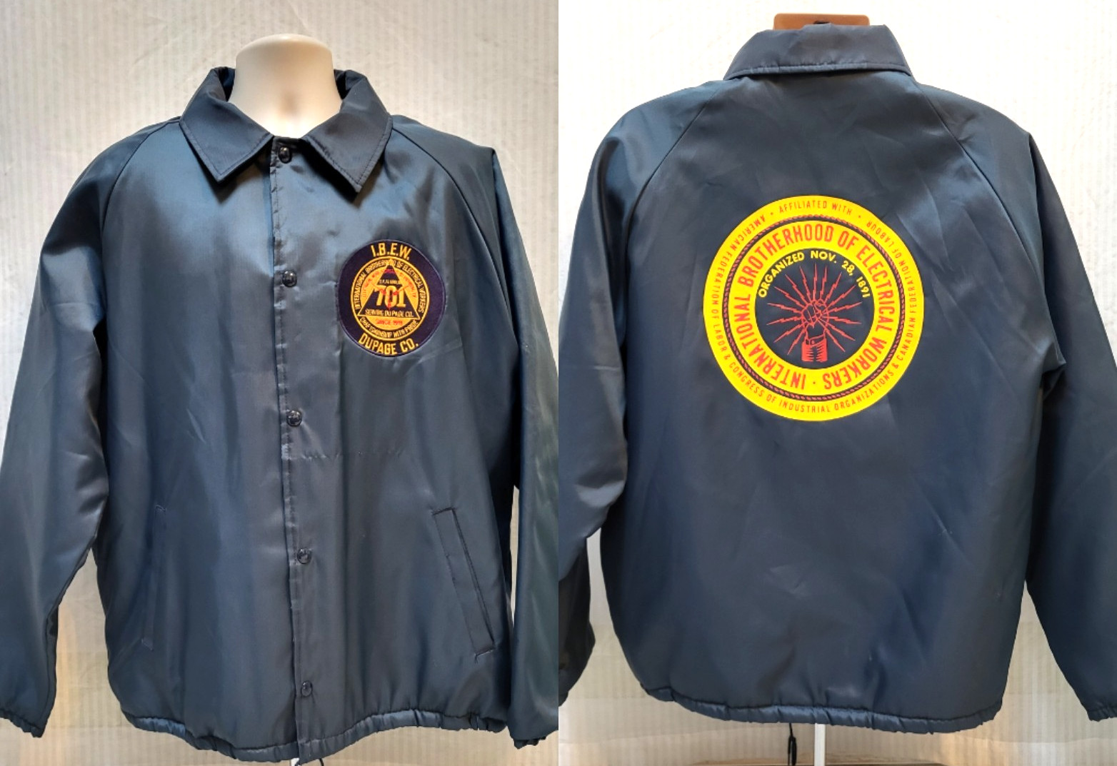 VTG IBEW International Brotherhood Electrical Workers Jacket Dupage Local 701