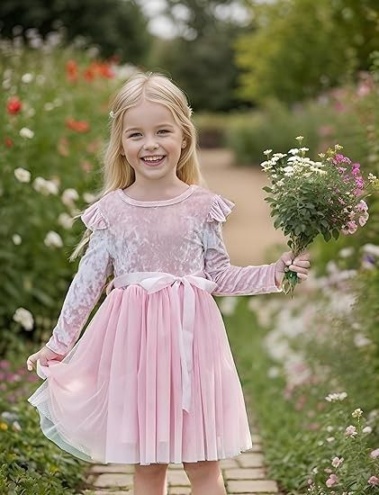 Flofallzique Toddler Girls Tulle Tutu Dress Size 1T Dusty Pink Velvet For Party Flofallzique Toddler Girls Tulle Tutu Dress Size 1T Dusty Pink Velvet For Party