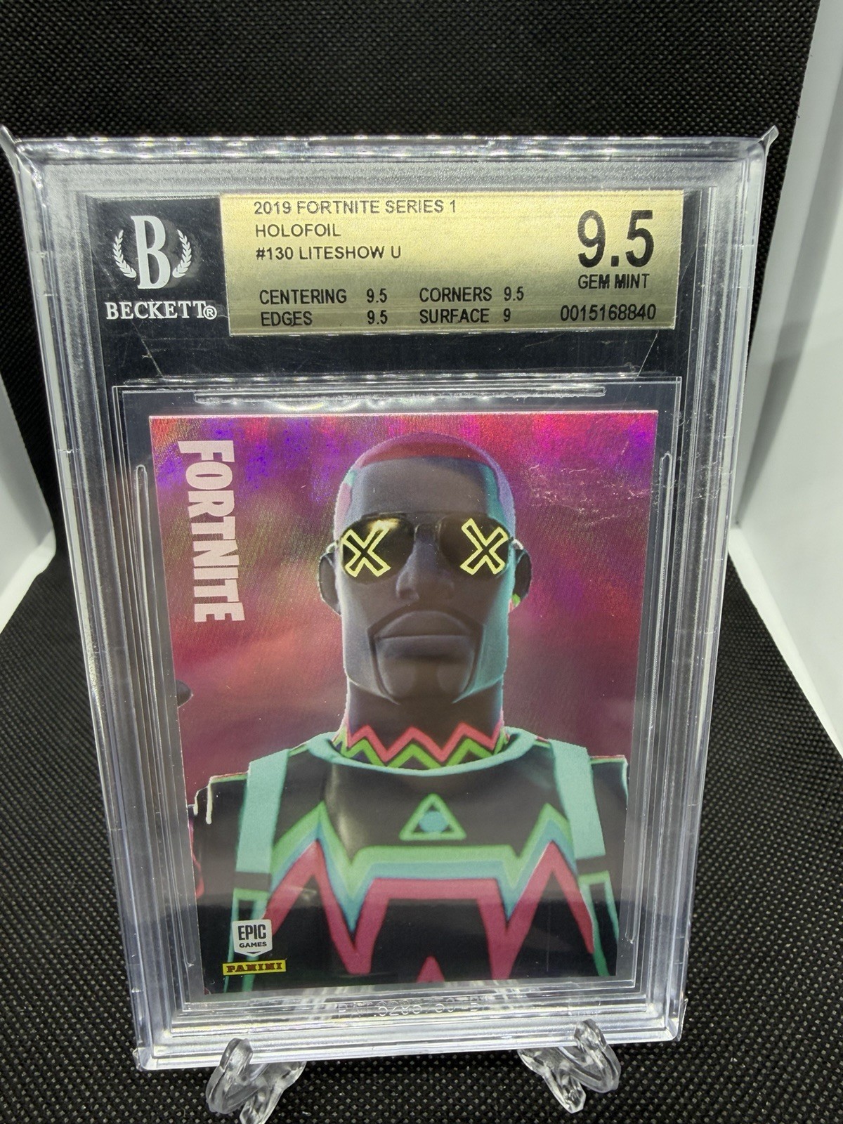 Fortnite Panini Series 1 #130 Liteshow BGS 9.5 Gem mint HoloFoil Holo Rare USA