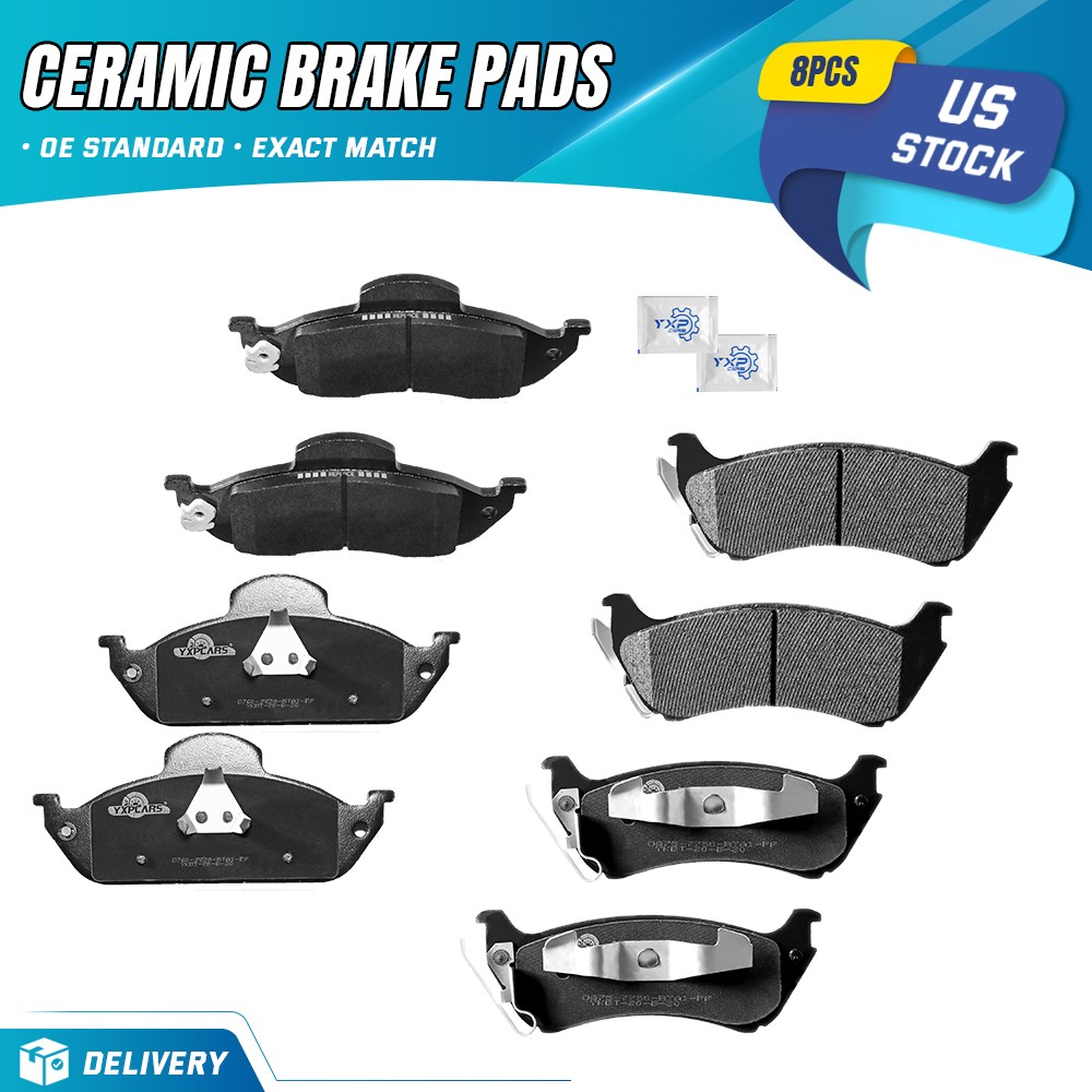 4x Front & 4x Rear Ceramic Brake Pads For Mercedes Benz ML320 ML350 ML430