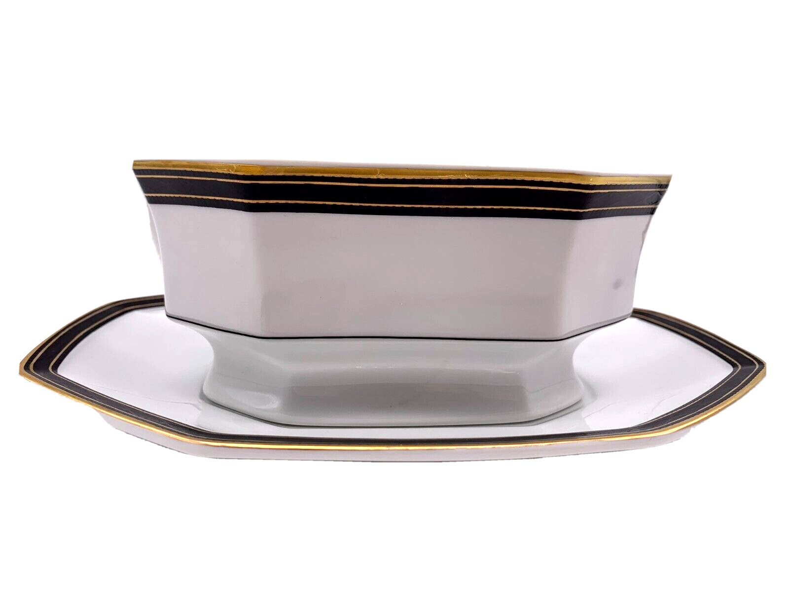 Christopher Stuart Black Dress Gravy Boat and Under Plate