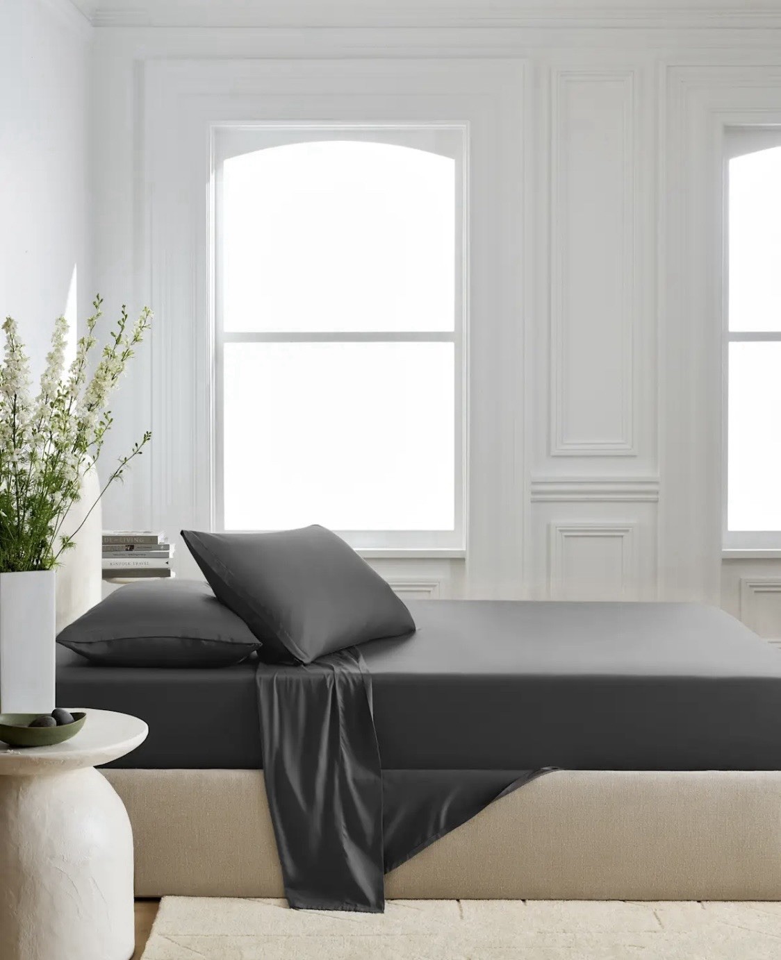 Quince Organic Bamboo Sheet Set Queen Charcoal 4 Piece Cool & Soft NWOT