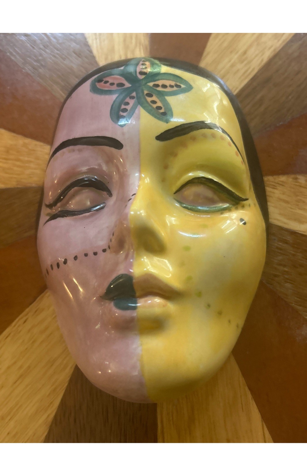 Vintage Italian Ceramic Wall Mask Art Deco Style Carnival Italy