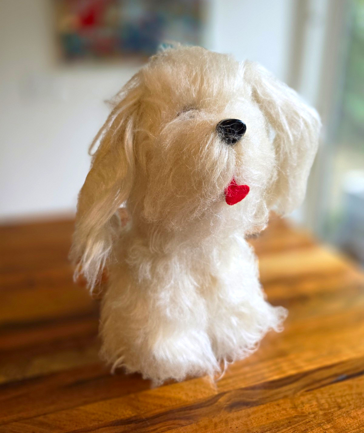 Vintage (Dakin?) White Dog Plush Stuffed Animal  Red Tongue 14\