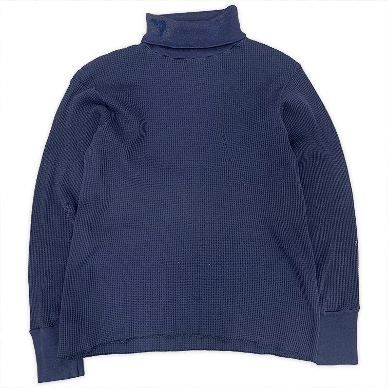 Vintage 80s Fruit of The Loom Waffle Knit Thermal Turtleneck Shirt Distressed M
