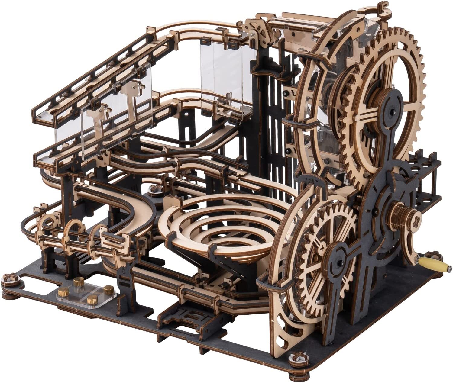 ROKR 3D Puzzle Wood Spaceport Marble Night City with Linkage Model Gift Adults