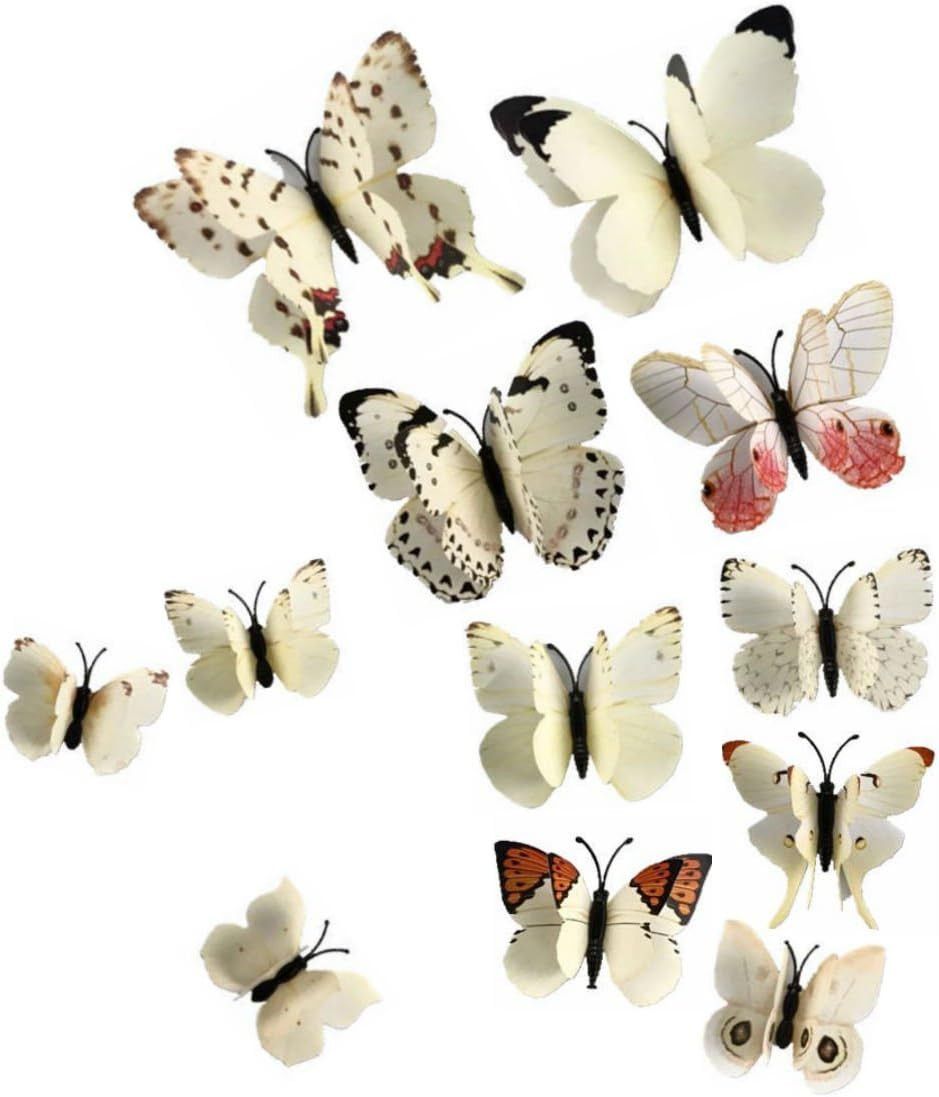 24 Pcs 3D Butterfly Wall Stickers, Double-Layer Wing Butterfly Art Decor Decals