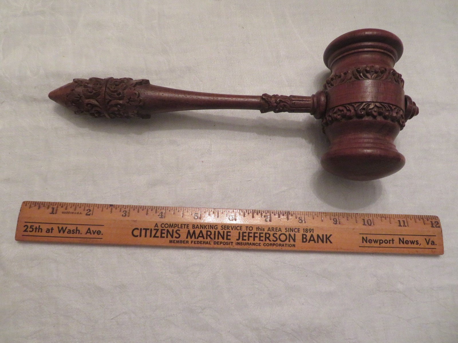 Fabulous Antique Carved Walnut Gavel