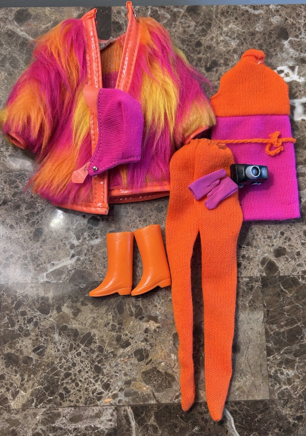 Vintage 1970s Francie Doll Wild Bunch #1766 Fur Coat Dress Hat Complete Mint
