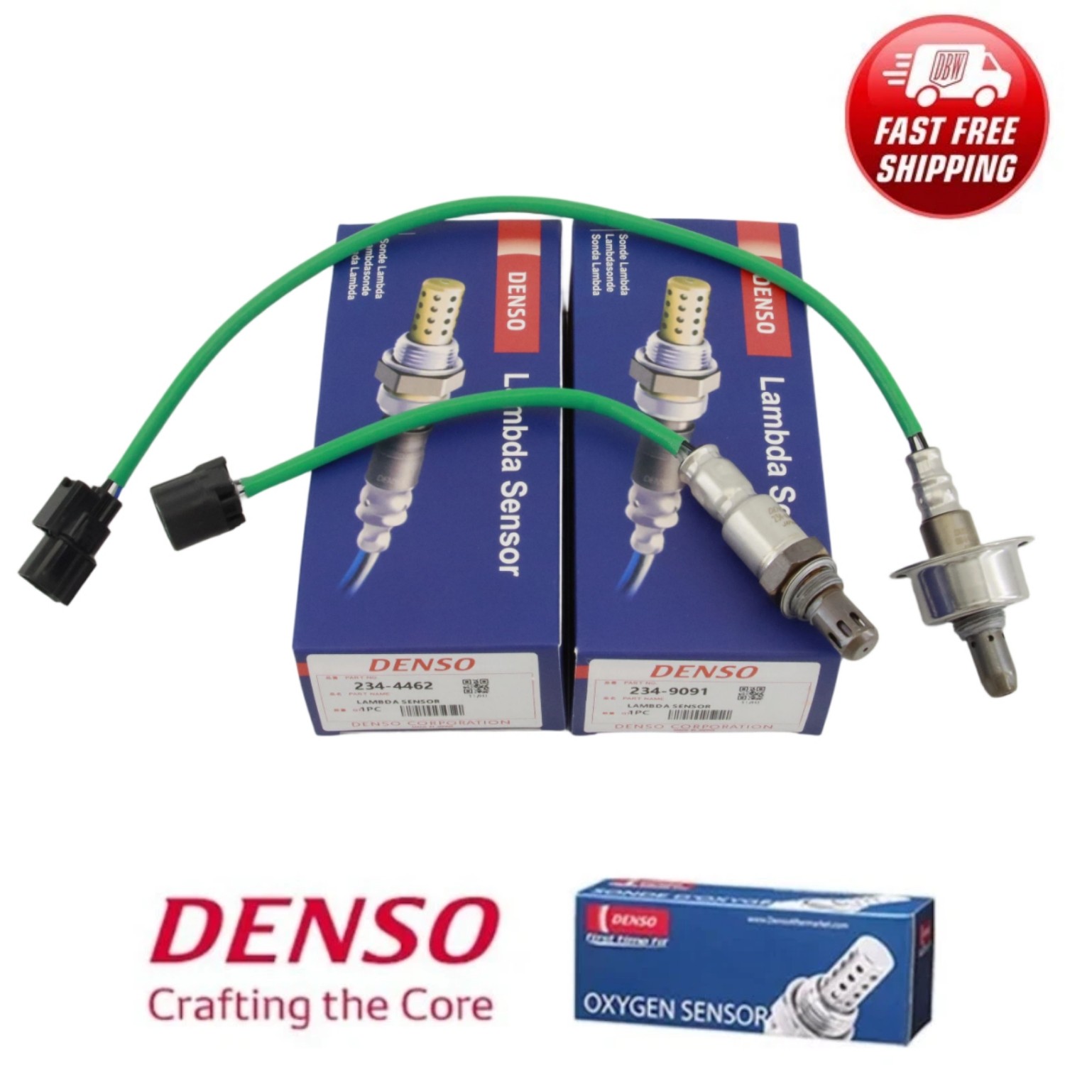 DENSO 2PCS OXYGEN O2 SENSOR UPSTREAM & DOWNSTREAM FOR 2007-2011 HONDA CR-V 2.4L