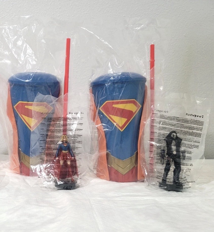 Supergirl Gripper Cups Set Supergirl & Krypton Toppers AMC Exclusive New Supergirl Gripper Cups Set Supergirl & Krypton Toppers AMC Exclusive New