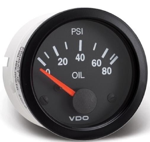 VDO 350-104 Vision Series 80 PSI Oil Pressure  w/ 80PSI Warning Light Contact