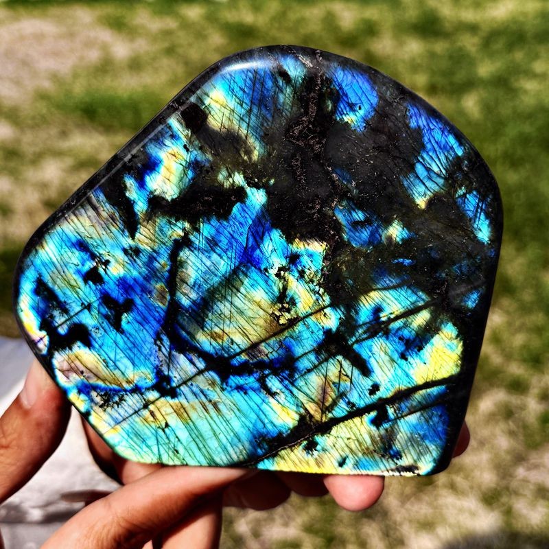 2.51LB Top natural Labrador flash moonstone quartz crystal mineral specimen