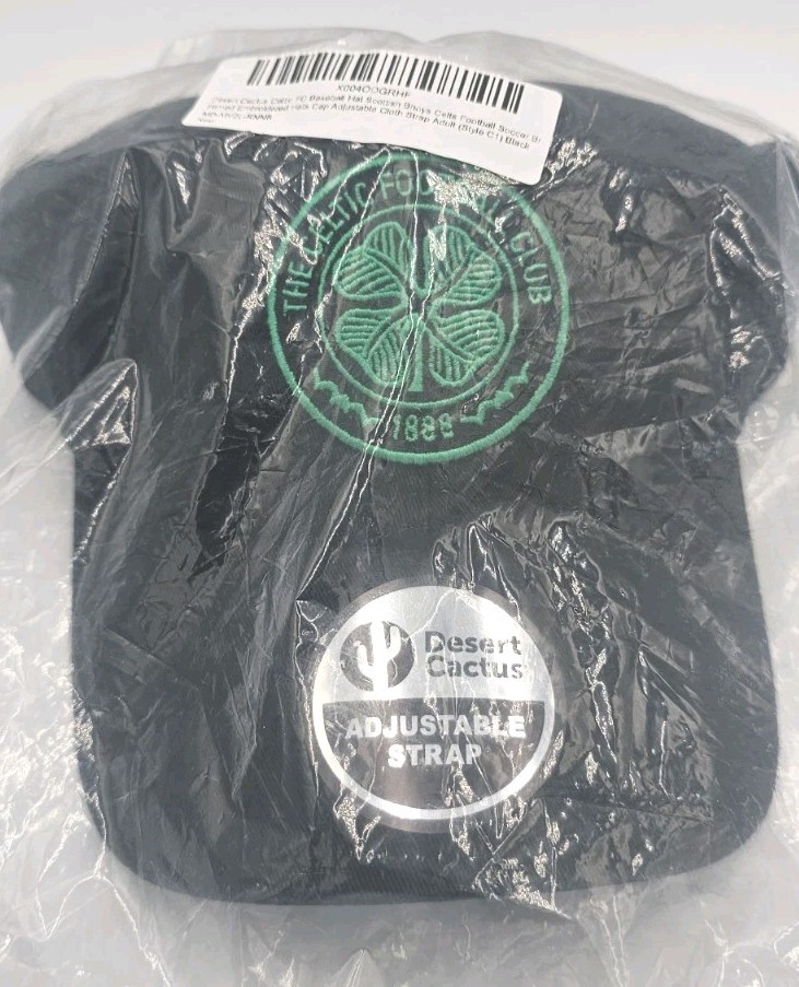 Celtic FC Baseball Cap Style Black With Football Club Crest 