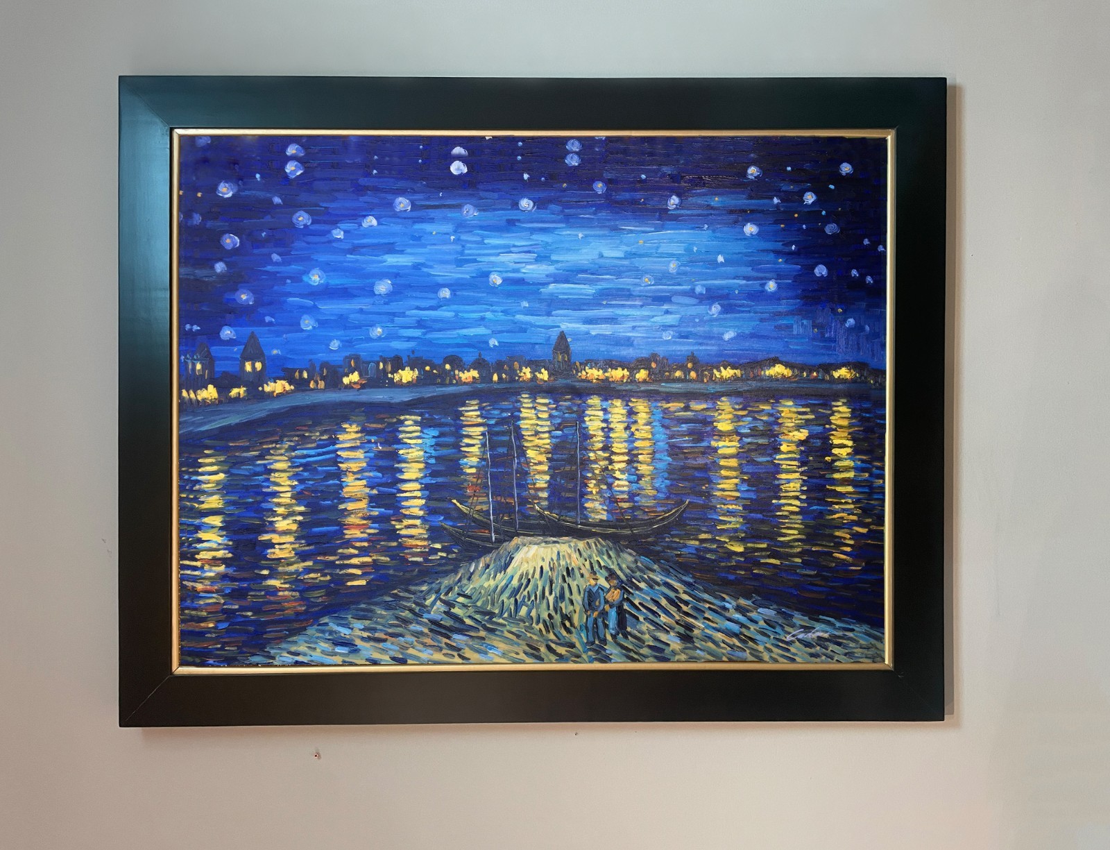 Stunning 44x56 framed Oil painting, Starry Night Over The Rhone Van Gogh Stunning 44x56 framed Oil painting, Starry Night Over The Rhone Van Gogh