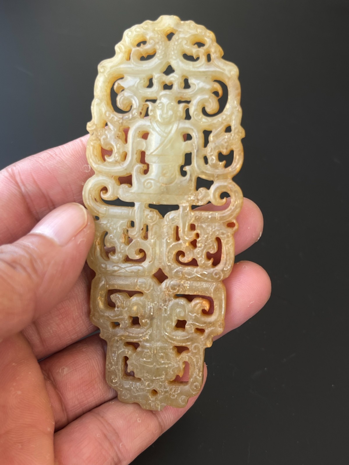 age-old China antique  Western Zhou Dynasty Jade Pendant with Deity Motif