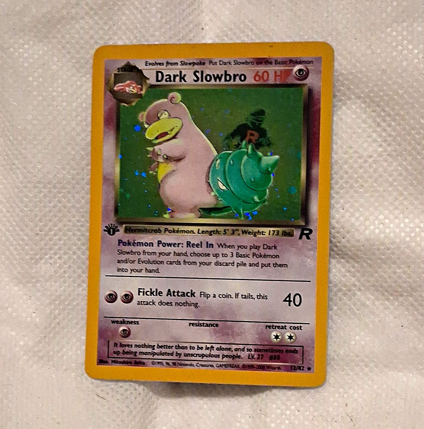 Wizards of the Coast Dark Slowbro 12/82 Team Rocket 1st Edition Holo Rare Wizards of the Coast Dark Slowbro 12/82 Team Rocket 1st Edition Holo Rare