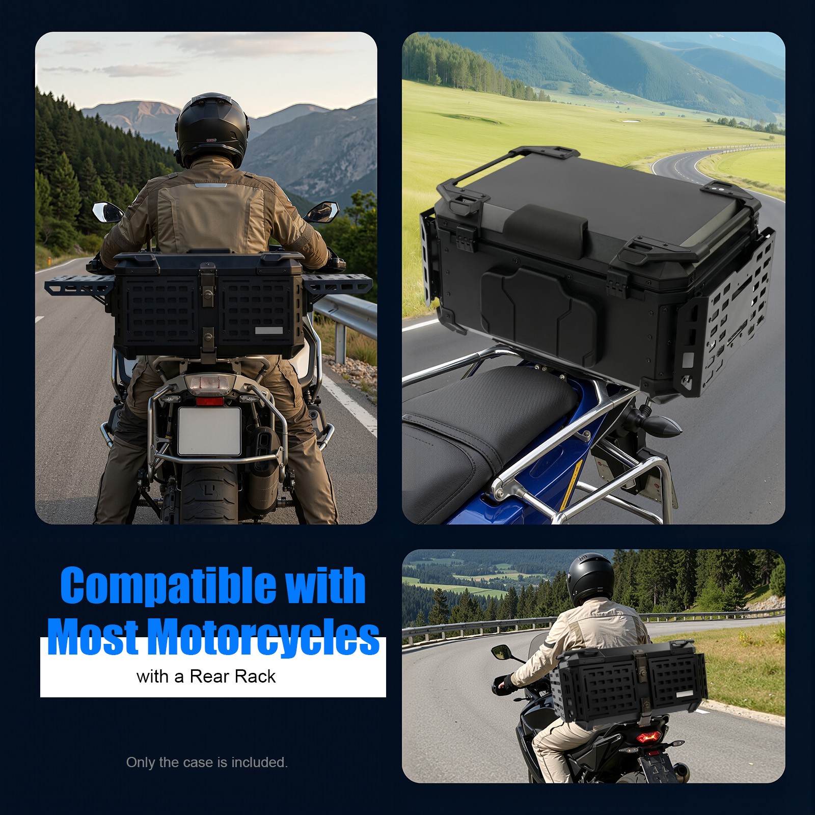 65L Motorcycle Top Case, Motorbike Tail Box, Detachable Motorcycle Top Box