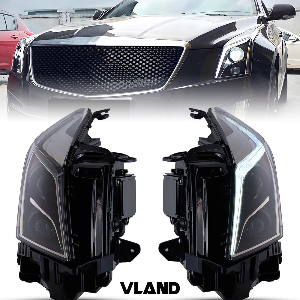 VLAND Projector LED Headlights Assembly For Cadillac ATS 2013-2018 W/Animation