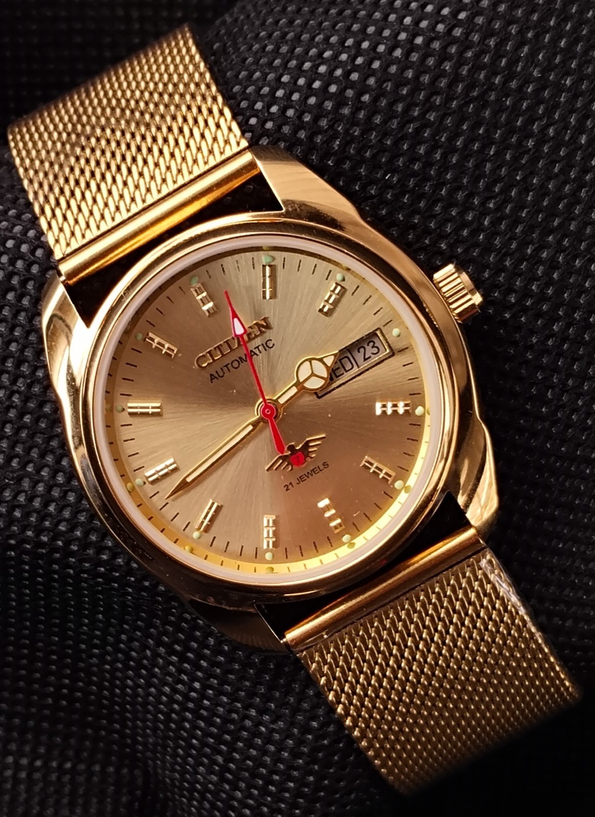 Vintage Citizen Automatic Japan Made Gold Dial Day/ Date Men's Wrist  Good Watch