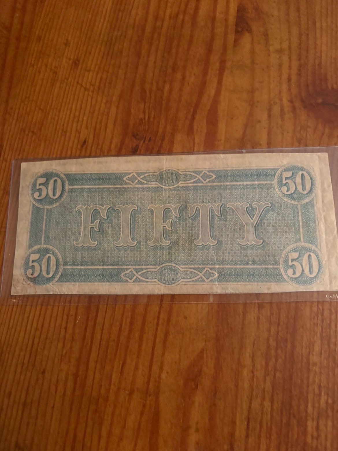 Authentic 1864 1st series $50 bank note, confederate states of America. (EF) Authentic 1864 1st series $50 bank note, confederate states of America. (EF)