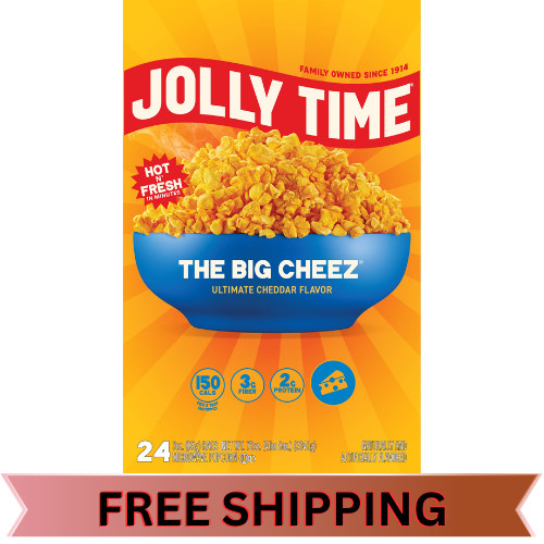 JOLLY TIME The Big Cheez Gourmet Cheddar Cheese Microwave Popcorn 24 Bags, 3.5 o