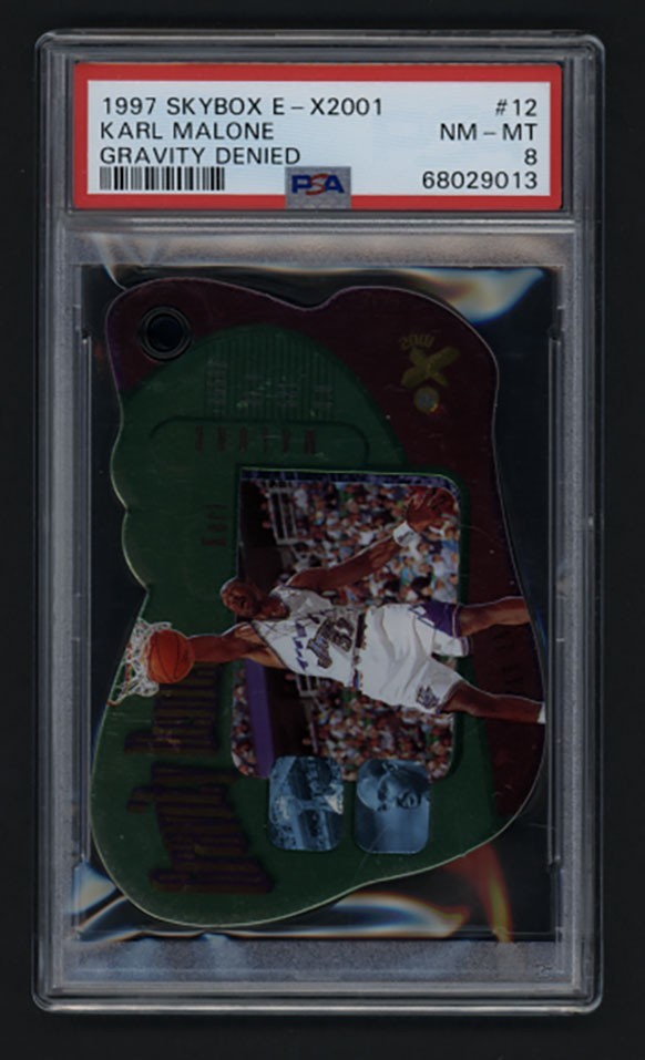Karl Malone 1997 Skybox E-X2001 Gravity Denied #12 PSA 8 NM-MT Utah Jazz HOF