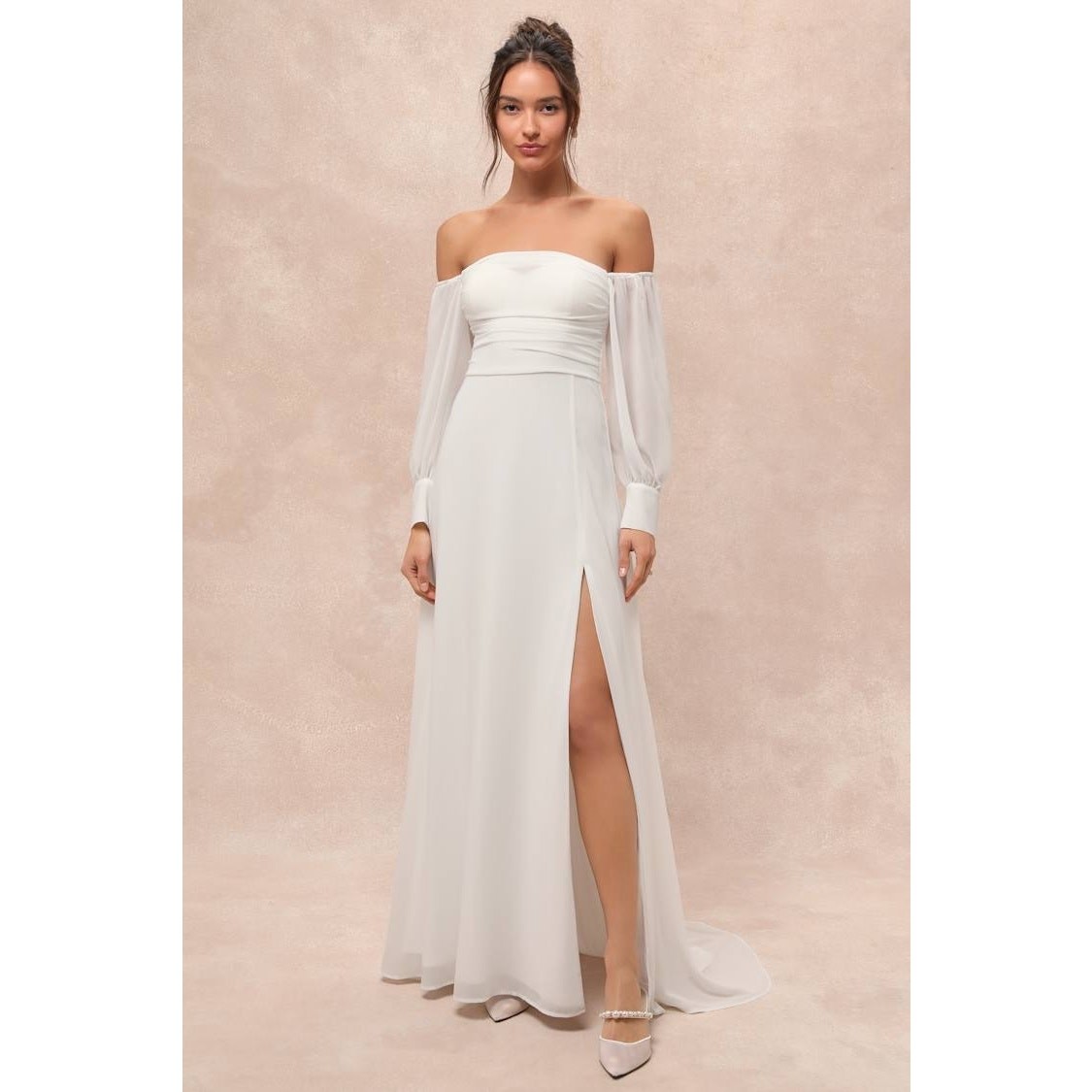 NWT Lulus Adorna White Off-the-Shoulder Maxi Dress Size M