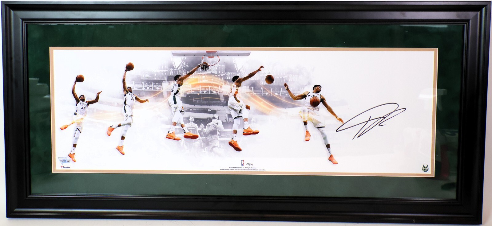 Giannis Antetokounmpo Autographed 30x10 Photo Framed(37.5\