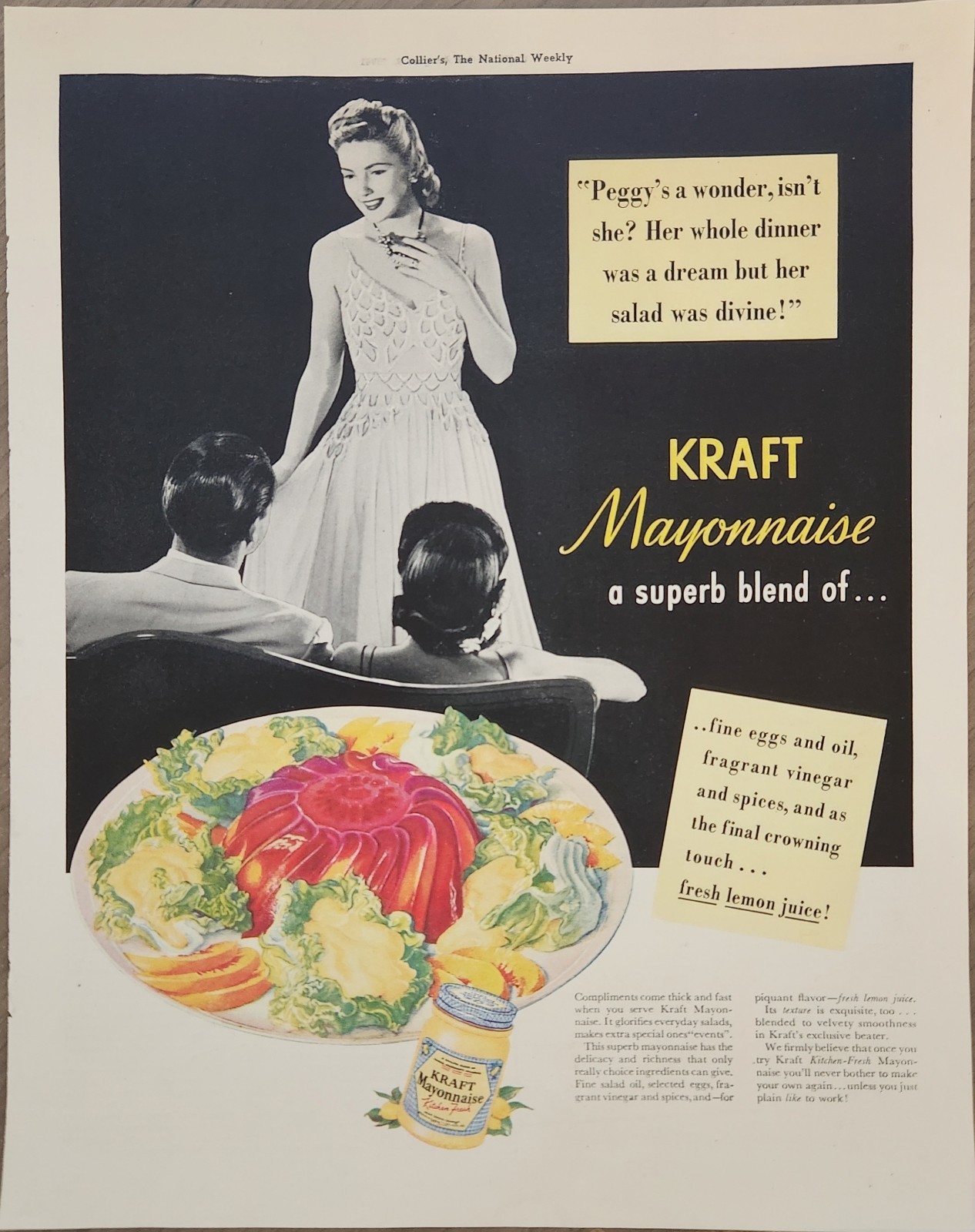 1941 Kraft Mayonnaise Vintage Ad Superb Blend 1941 Kraft Mayonnaise Vintage Ad Superb Blend