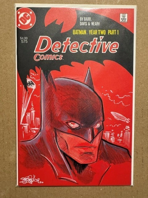 BATMAN Detective Comics #575 sketch variant OA by JESSE LUNDBERG wCOA