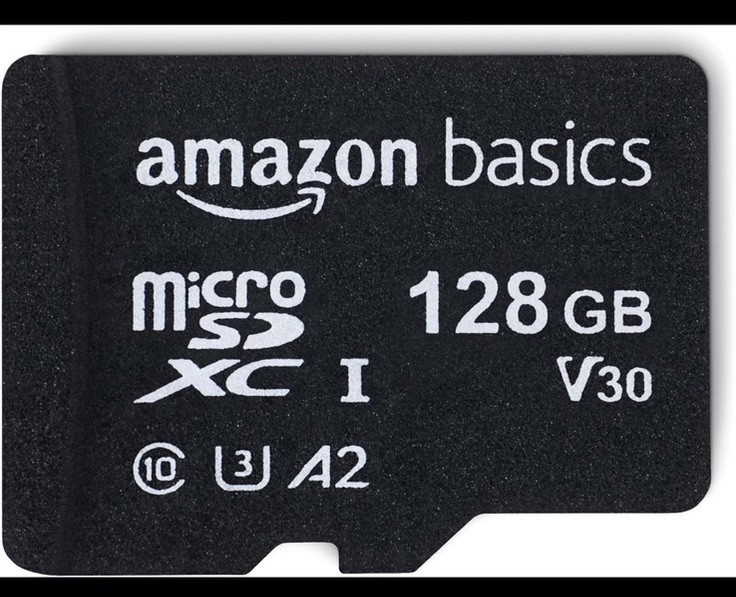 Amazon Basics 128GB microSD Memory Card 100MB/s with Full Size Adapter MicroSDXC