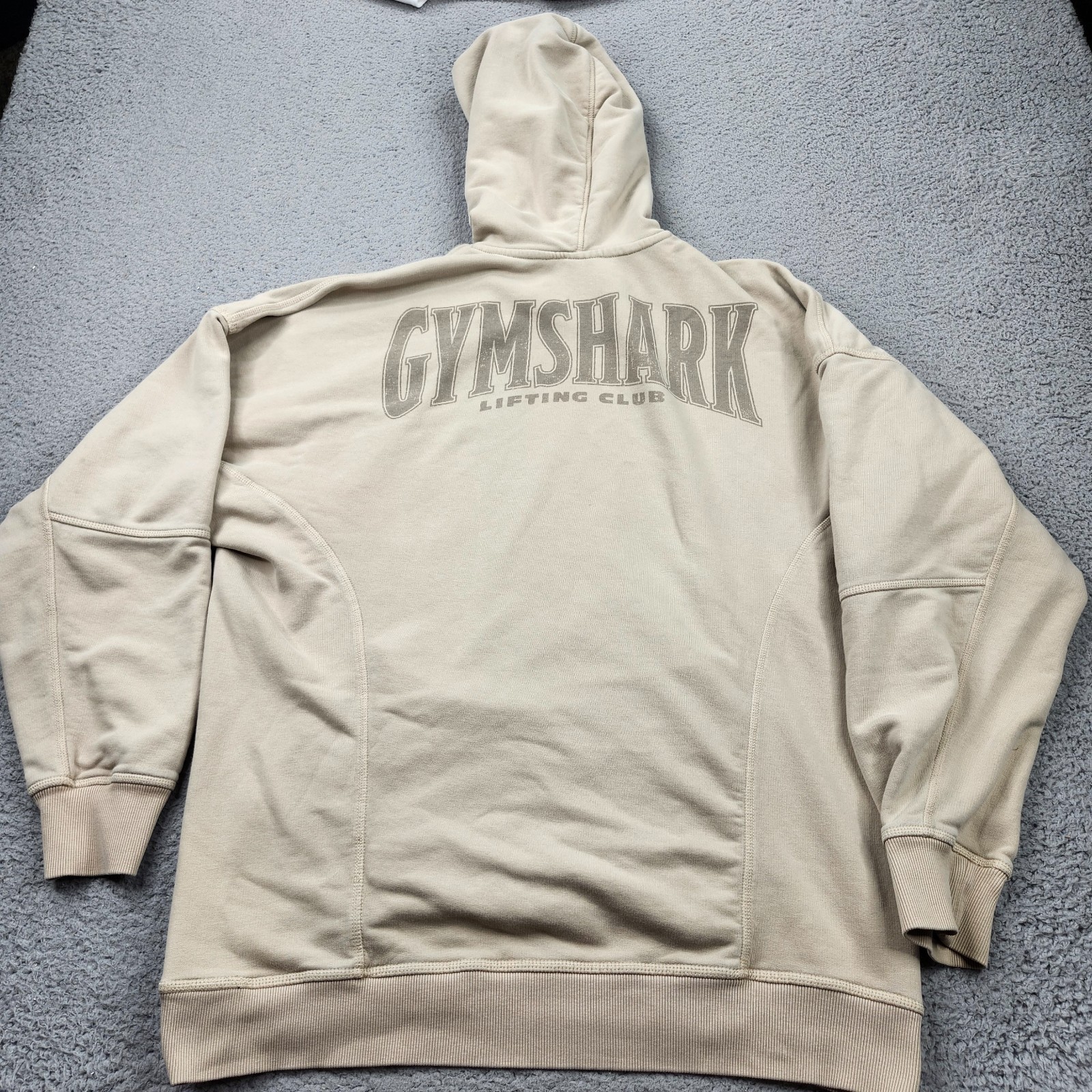 Gymshark Heritage Washed Hoodie Mens Large Beige Cotton Pullover Gym