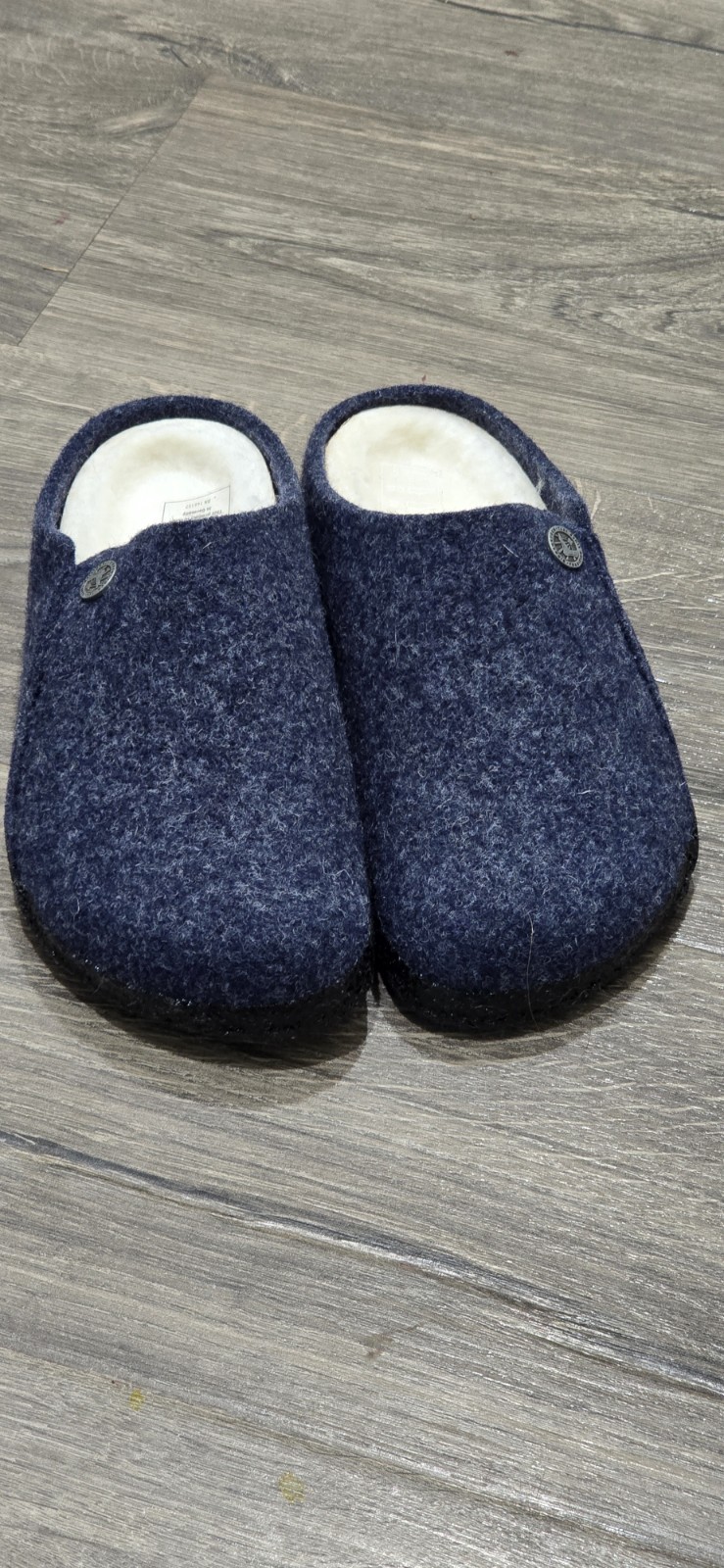 Birkenstock Zermatt Shearling Slippers Dark Blue Wool Felt EU 35 US 4-4.5