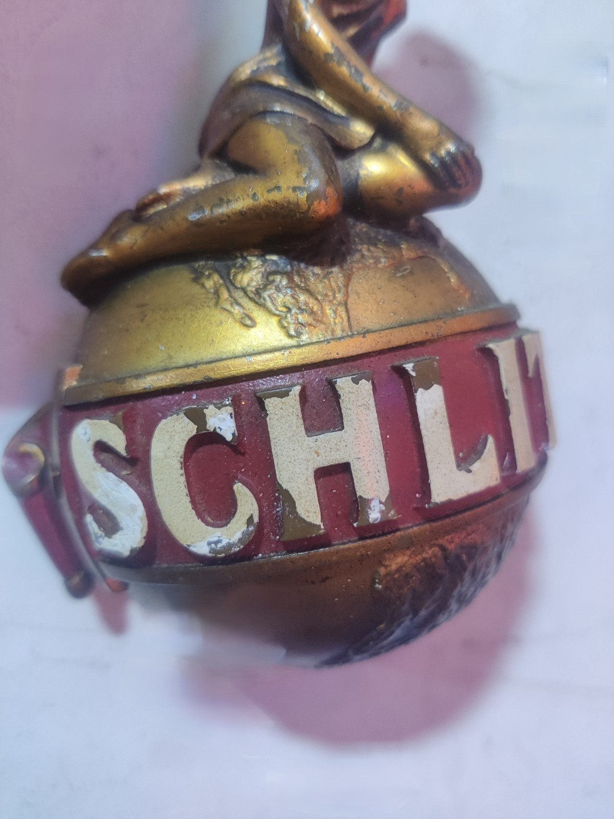 Vintage Schlitz Lady on Globe Beer Advertising Wall Plaque Bar Decor
