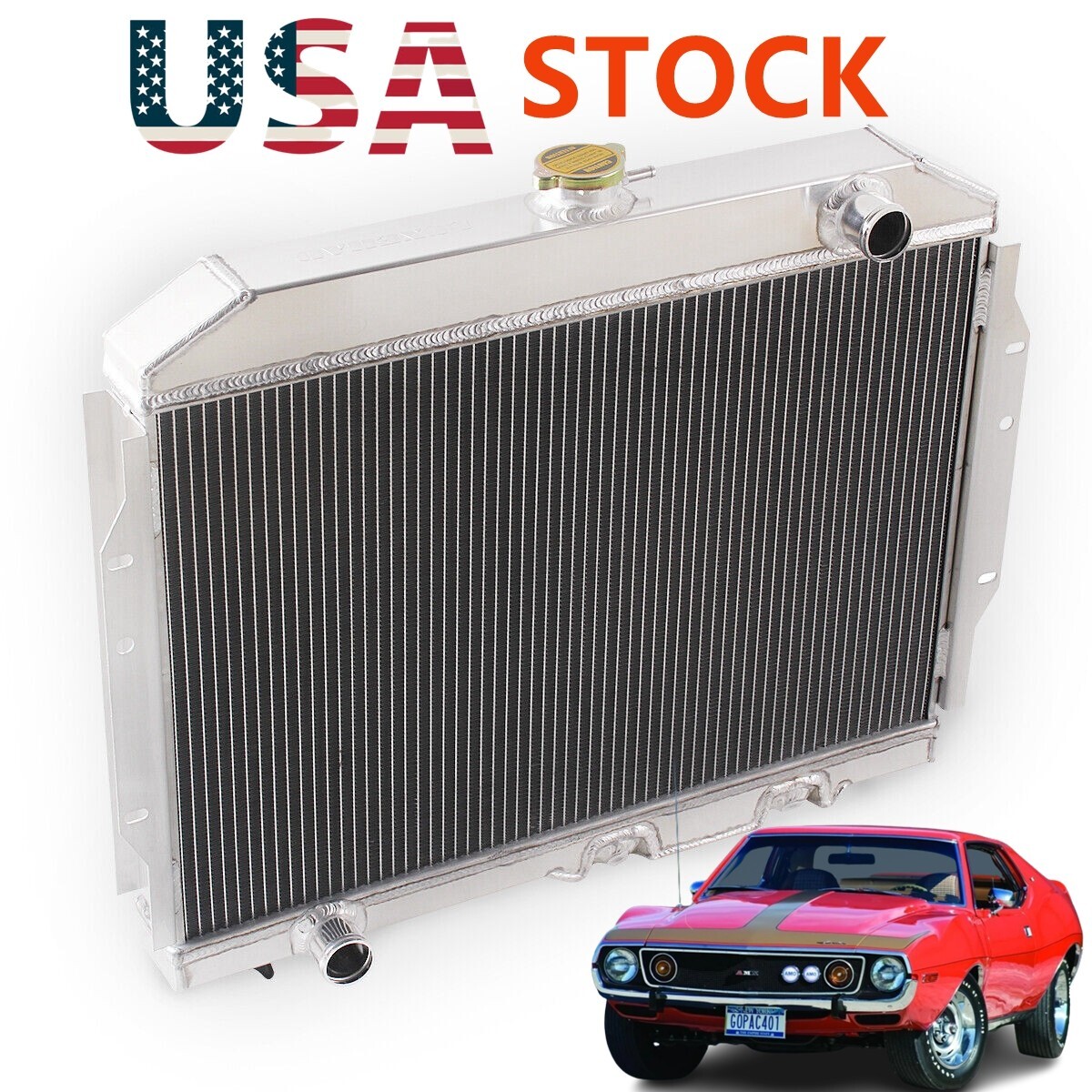 FIT 1968-1974 AMC JAVELIN MATADOR AMX RAMBLER REBEL NEW 3 ROW ALUMINUM RADIATOR