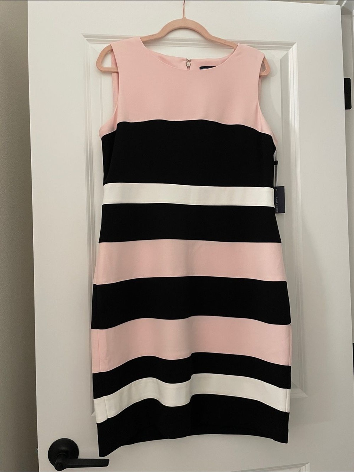 NWT Tommy Hilfiger Pink Black White Color Block Dress Thick Material NWT Tommy Hilfiger Pink Black White Color Block Dress Thick Material