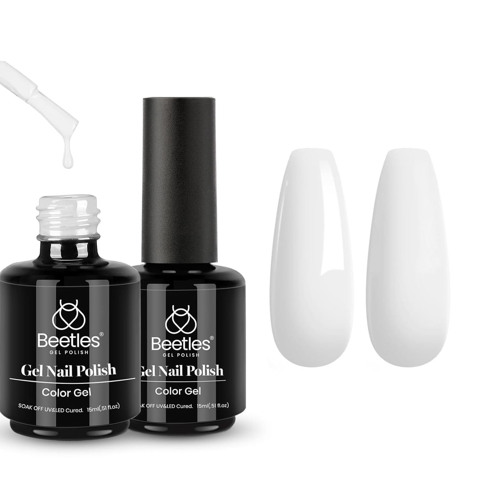 Beetles White Gel Polish Creme White 2Pcs