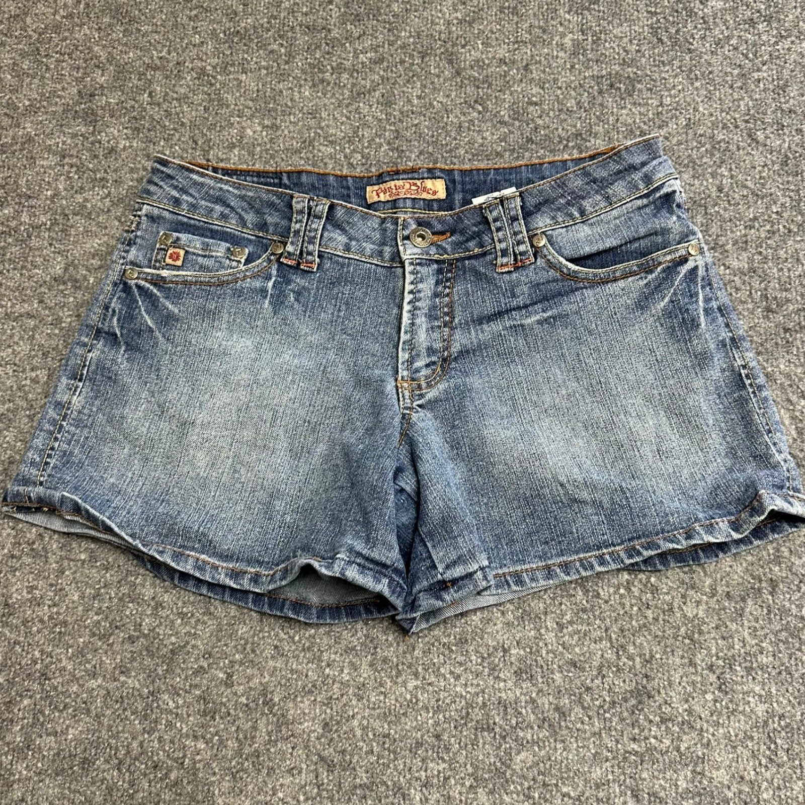 Paris Blues Jean Shorts Womens Size 7 Blue Low Rise Stretch Denim Casual Summer