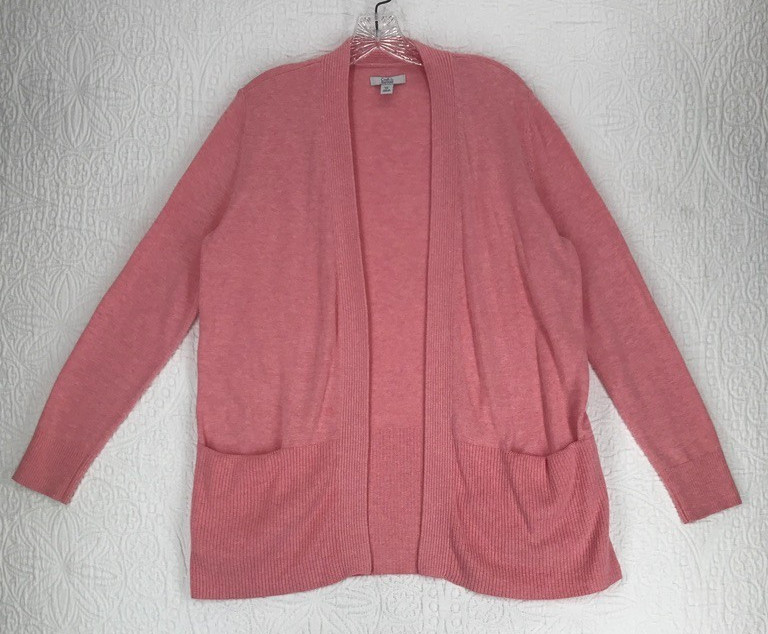 Croft & Barrow Open Cardigan Sweater Size PM Long Sleeve Pockets Peach Croft & Barrow Open Cardigan Sweater Size PM Long Sleeve Pockets Peach