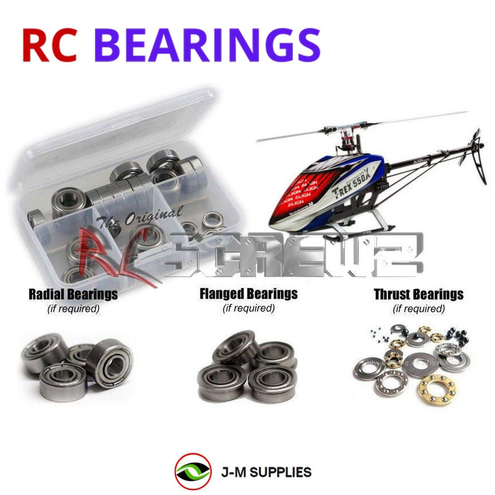 RCScrewZ Metal Shielded Bearings alg039b for Align T-REX 550X (RH55E22XT) | KIT