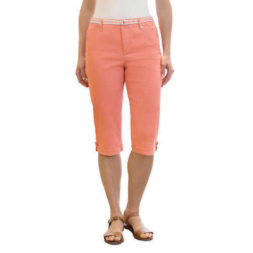 NEW Gloria Vanderbilt Women\'s Lillian Belted Skimmer Capri Pants, Size 14