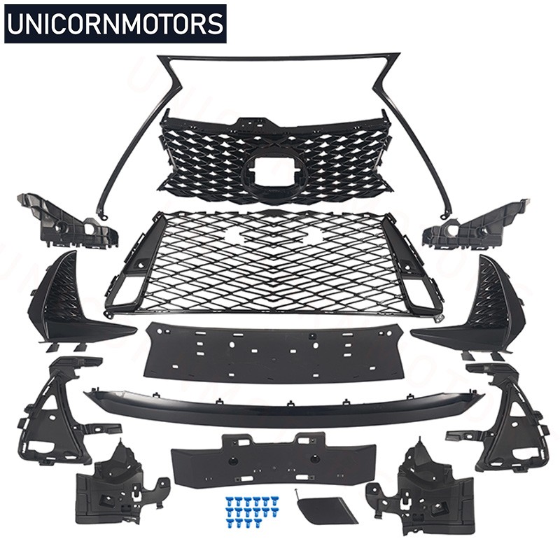 For 2017-2019 Lexus IS200t IS300 IS350 F Sport Front Bumper Grille Kit Gloss BLK